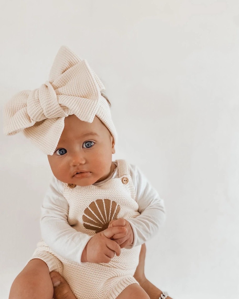 Clothes & Accessories Little and Fern | Bowie Waffle Oversized Topknot | Cream