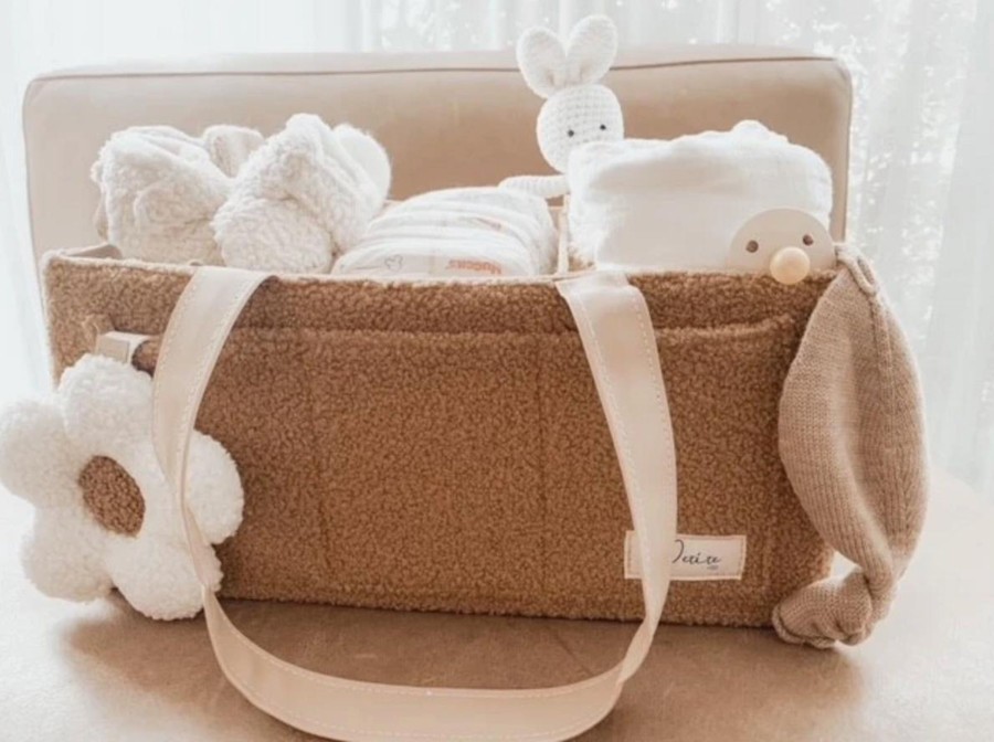 Feeding Petite and Co | Nappy Caddy Organiser - Teddy Brown